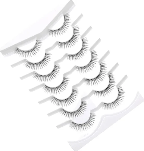 Miniatura 182 de Pooplunch - Pestañas postizas finas de visón sintético, estilo ojo de gato, naturales, cruzadas, tipo racimo, efecto 8D de volumen, tiras