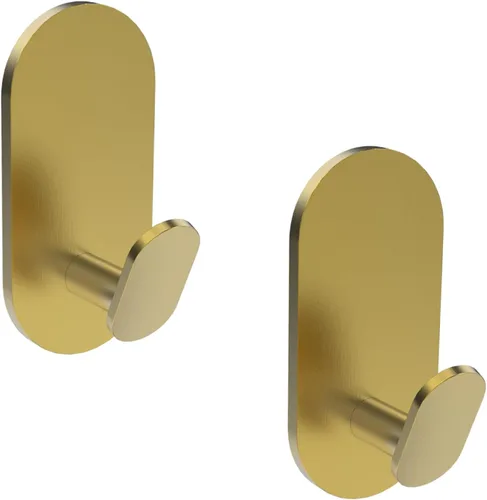 Miniatura 8 de Ganchos adhesivos para toallas para baños, paquete de 2, acero inoxidable níquel cepillado y aleación de zinc, ganchos de pared pegajosos