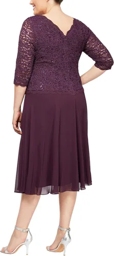 Miniatura 2 de Alex Evenings Women's Tea Length Embroidered Bodice Mother of The Bride Gown, Wedding Guest Dress