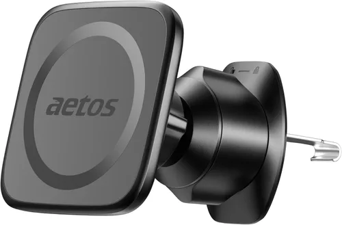 aetos Soporte magnético elegante para teléfono con 20 imanes N52 fuertes y gancho de metal. Diseño minimalista clásico para iPhone 17, 16, 15, 14,