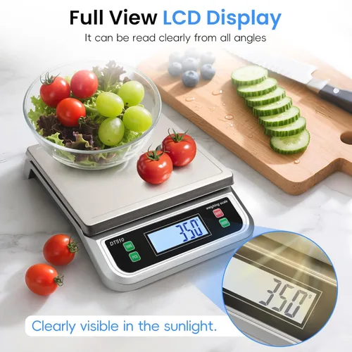 Miniatura 6 de Gran báscula de cocina 40kg para alimentos con función de tara y piezas 88lbs, bandeja de acero inoxidable para hornear para cocinar con adaptador
