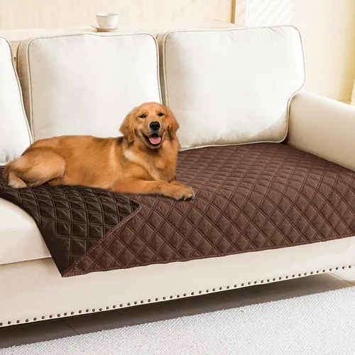 Miniatura 161 de Smiry Funda impermeable para cama de mascota, suave y lavable, para muebles, cama, sofá, reversible, a cuadros (30 x 53 pulgadas, color beige/beige)
