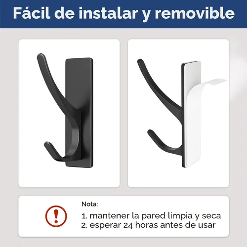 Miniatura 4 de Ganchos autoadhesivos para colgar: gancho de pared de acero inoxidable resistente para toallas, mochilas, sombreros, baño, recámara, puerta, gancho
