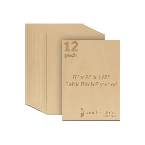 Miniatura 24 de Madera contrachapada de abedul báltico de 0.472 in, 1/2 x 5 x 7 pulgadas, caja de 2 madera artesanal de grado B/BB, más fuerte que las hojas