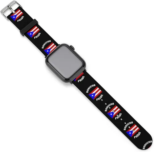 Correa de reloj vintage Boricua Pride Puerto Rican PR Flag para Apple IWatch Series 8 7 6 5 4 3 2 1 SE 1.496 in/1.575 in/1.654 in/1.732 in, silicona