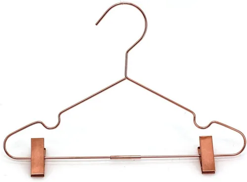 Miniatura 8 de Paquete de 25 perchas de alambre de metal brillante color oro rosa de 13 pulgadas con clips ajustables para almacenamiento y exhibición de camisas