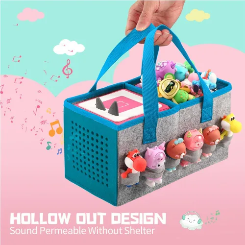 Miniatura 5 de Estuche de transporte Pisosn para juego de iniciación Toniebox y figuras Tonies, bolsa plegable de tela de fieltro para juguetes musicales de viaje