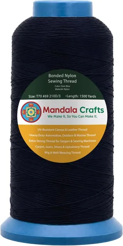 Miniatura 32 de Mandala Crafts - Hilo de nailon para coser cuero, tapicería, mezclilla y para trenzar el pelo; resistente, 1500 yardas, tamaño 69 T70 Marrón
