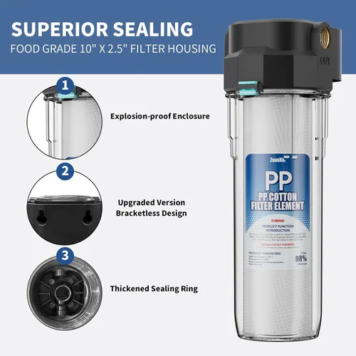 Miniatura 3 de Carcasa de filtro de agua para toda la casa de acero inoxidable 304, se ajusta a filtros de sedimentos de 10 x 2.5 pulgadas, etc. para agua de pozos