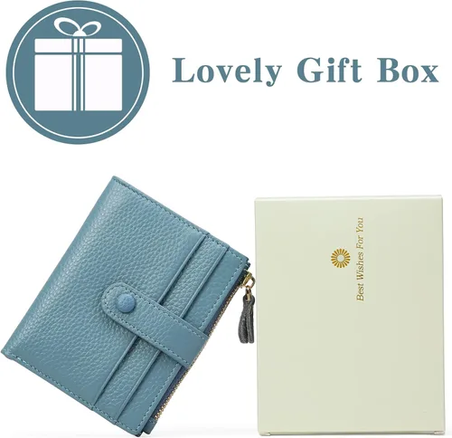 Miniatura 6 de FALAN MULE Billetera para AirTag para mujer con funda integrada para AirTag, AQH-Azul Gris, Casual