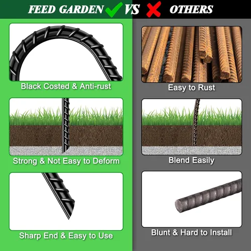 Miniatura 4 de FEED GARDEN Paquete de 8 estacas de barra de refuerzo de 12 pulgadas, gancho en J resistente, estacas galvanizadas para tienda de campaña, anclajes