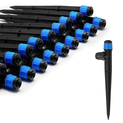 Miniatura 12 de 100 piezas de emisores de riego por goteo para tubos de riego por goteo de 1/4", goteros ajustables de flujo de agua de 360 grados en estaca