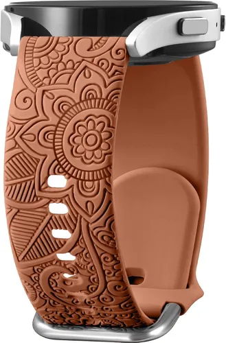Odbeai Compatible con correas de reloj Samsung, bandas grabadas florales compatibles con Galaxy Watch 6, correa de silicona suave, transpirable,