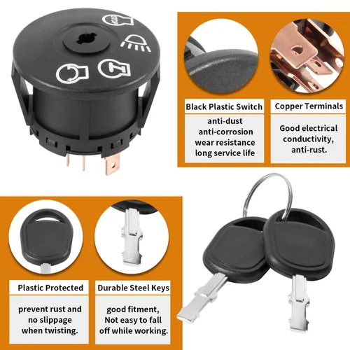 Miniatura 5 de Interruptor de encendido de arranque con 2 llaves para tractor X100 Series X300 X304 X310 X320 X324 X330 X340 X350 X354 X360 X370 X380 X384 X390