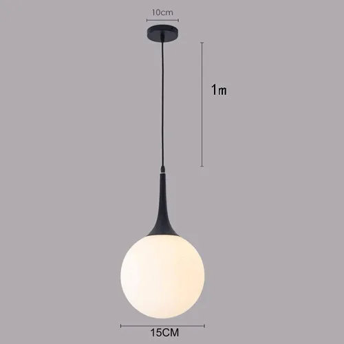 Miniatura 3 de Milky White Glass Spherical Pendant Lamp Modern Hanging Light Fixture E27/E26 Sockets Adjustable Wire Suspension Chandeliers for Cafe Restaurant Dark