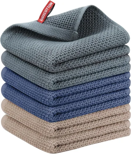 Miniatura 80 de Nialnant - Toalla de cocina 100% algodón, tejido gofre, suave, absorbente y de secado rápido, toallas para secar platos, trapos de limpieza - Multi