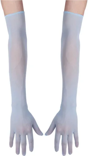Miniatura 3 de Alvivi Guantes largos de malla transparente para mujer, longitud del codo, dedos completos, medias y manoplas para club