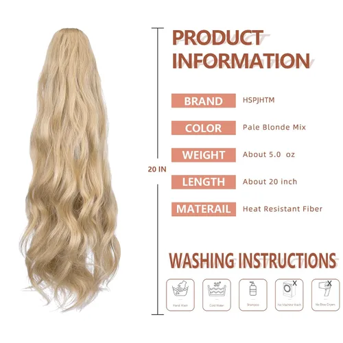 Miniatura 261 de Extensiones de cola de caballo de cabello rubio, extensiones de cola de caballo para mujer, pinza de extensiones de cabello rizado de 12 pulgadas