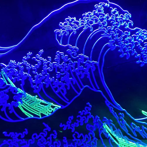 Miniatura 6 de Letrero de neón LED The Great Wave Off Kanagawa, letrero japonés de Katsushika Hokusai clásico, arte de pared para habitación, letreros de luz