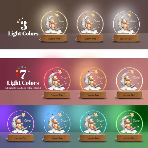 Miniatura 8 de Luz nocturna personalizada para niños, regalos de bebé personalizados para niños y niñas, recién nacidos, letrero de decoración de habitación