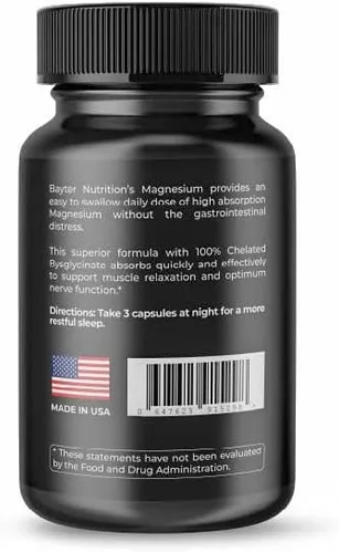 Miniatura 3 de Bisglicinato de magnesio extra fuerte 100% quelado para una alta absorción para apoyar el sueño reparador y la relajación muscular, 90 cápsulas