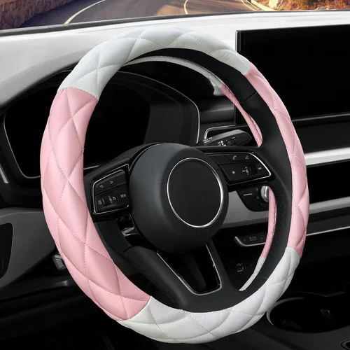 Miniatura 15 de YHONGJT - Funda de cuero de microfibra suave para volante, tamaño universal de 15 pulgadas, para mujeres y niñas, apta para vehículos, sedanes, SUV