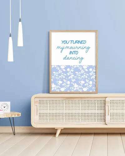 Miniatura 2 de HesenDot Blue Coquette Bible Verbs You Turned My Mourning into Dancing - Juego de 1 12x16 Inch, You Turned My Mourning into Dancing Blue Canvas