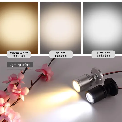 Miniatura 4 de Mini focos LED regulables de 12V para exhibición – Luz diurna de 1.5W 6500K, focos pequeños para exhibiciones con regulador de intensidad, negro