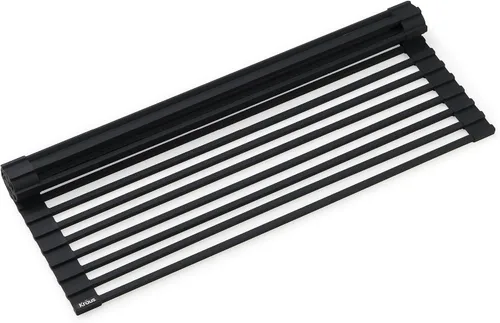 Miniatura 14 de Kraus Multiusos Escurreplatos Enrollable para Fregadero con Colador y Esterilla en Aqua, KRM-11AQ