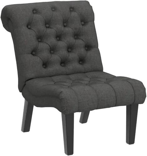 Miniatura 5 de Alunaune Silla de sala de estar, silla decorativa moderna, tapizada sin brazos, silla de dormitorio, sofá y respaldo de tela, sillón reclinable
