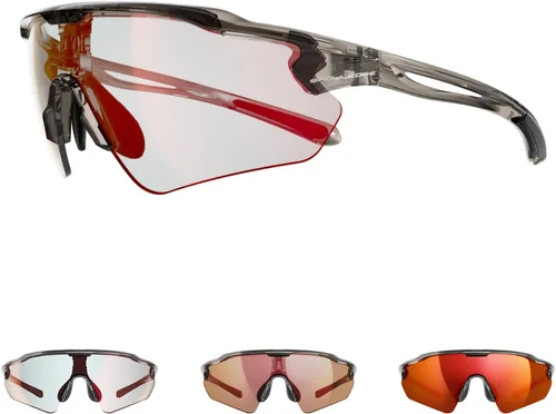 Miniatura 10 de Gafas de ciclismo, lentes deportivos polarizados con marco irrompible TR90, anti-UV400 A #GunGrey-Grey a base de lentes REVO IceBlue