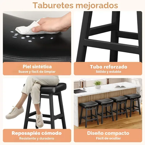 Miniatura 4 de Raynesys - Juego de 2 taburetes de bar de altura de mostrador, Taburetes de bar de 24 pulgadas para encimera de cocina, Taburetes de cocina