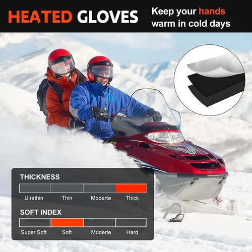 Miniatura 7 de Guantes térmicos para hombres y mujeres, guantes de motocicleta con calefacción, impermeables, guantes de calefacción eléctricos para pantalla