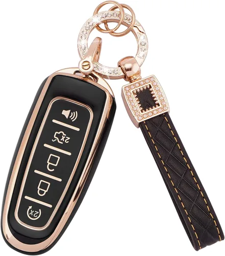 Miniatura 46 de Ekala para Honda Funda para Llavero con Llavero de Cuero, 5 Botones Carcasas de Teclas de TPU Suave Compatibles con Honda Civic Accord Pilot CR-V