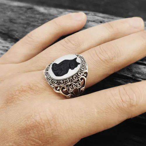 Miniatura 7 de Vintage Look 10pcs Lot Cat Cameo Anillos para las Mujeres Antiguo Plata Real Plateado Diseño Tamaño Mezclado Personalizado Joyería de Moda, Metal