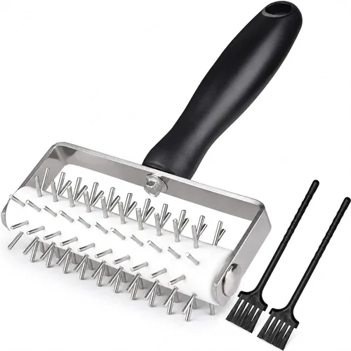 Rodillo Perforador Docker para Masa de Pizza de Acero Inoxidable, Perforador de Pines Hacedor de Agujeros en Masa, Herramienta de Perforación para