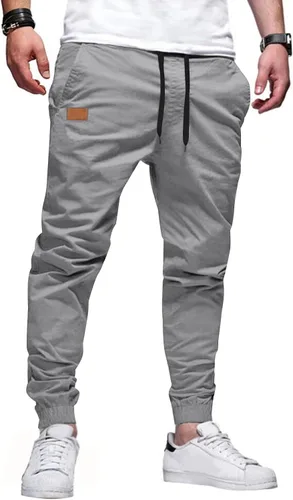 JMIERR Pantalones cargo de sarga para hombre, estilo casual, de algodón, con cordón, clásicos, chinos, elásticos, pantalones de senderismo con 6