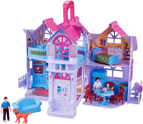 Liberty Imports Mi Hermosa Casa de Muñecas Fold and Go Pretend Play Mini Casa de Muñecas Plegable con Juego de Bolsillo, Figuras de Familia