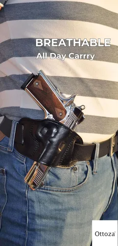 Miniatura 9 de Ottoza Funda de cuero hecha a mano derecha para pistola 1911 – Funda OWB para pistola 1911 se adapta a la mayoría de los modelos 1911 COLT – Kimber