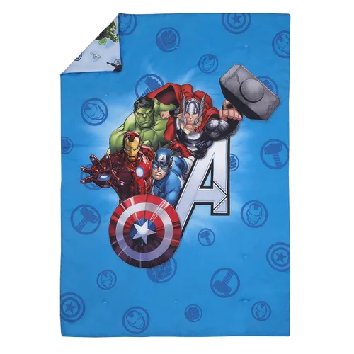 Miniatura 2 de Disney Marvel Avengers Fight The Foes - Juego de ropa de cama infantil de 4 piezas, color azul, rojo, verde Hulk, Iron Man, Thor, Capitán América