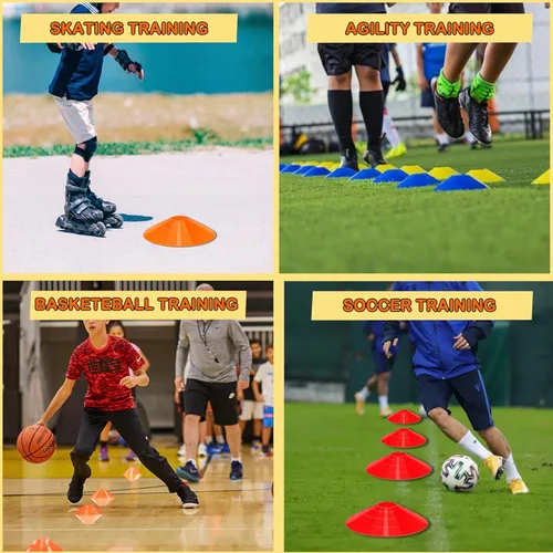 Miniatura 5 de Conos de disco para entrenamiento deportivo, paquete de 25/50 conos de fútbol de agilidad con bolsa de transporte y soporte, fútbol, fútbol