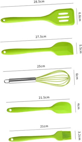 Miniatura 2 de Juego de utensilios de cocina de silicona, resistentes al calor, antiadherentes, con espátula, espátula, raspadores para hornear y cocinar