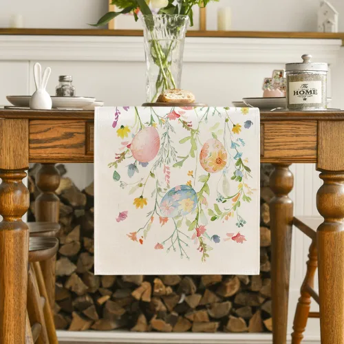Miniatura 2 de Artoid Mode Camino de mesa de Pascua con diseño de huevos y flores silvestres, decoración de mesa de comedor para decoración de fiesta en el hogar
