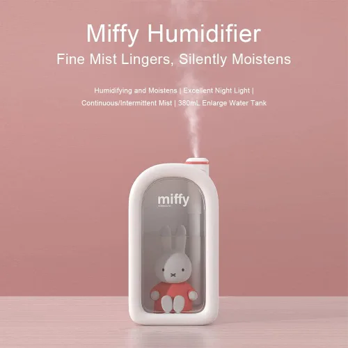 Miniatura 3 de Mipow X Miffy Humidificador de niebla fría - Humidificador ultrasónico silencioso, mini y lindo con luz nocturna para dormitorio/guardería de Rosa