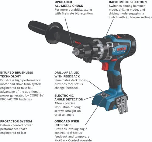 Miniatura 2 de Bosch GSB18V-1330CN PROFACTOR™ 18V Listo para conectar 1/2 pulg. Taladro/controlador de martillo (herramienta desnuda)