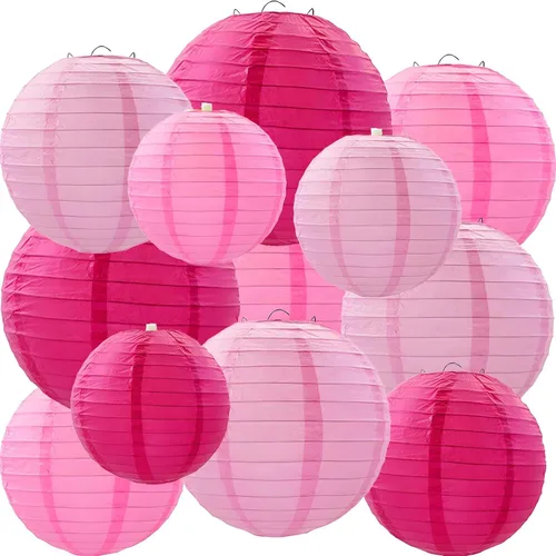 Miniatura 13 de Paquete de 12 linternas de papel marrones, crema, color tostado, colgantes redondas, decorativas para graduación, baby shower, boda, cumpleaños