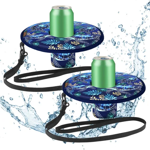 Miniatura 9 de Soporte flotante para bebidas de neopreno para piscina, flotadores de tazas de piscina, para latas de bebidas, vasos/botellas, soporte flotante ola