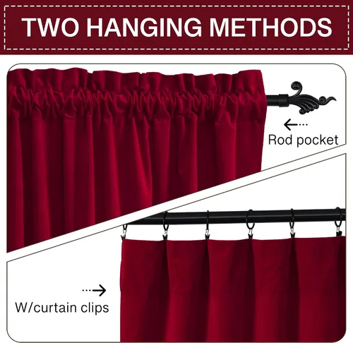 Miniatura 3 de StangH - Cortinas de terciopelo rojo navideño de 96 pulgadas: paneles de ventana grandes resistentes para oscurecer la habitación y mejorar