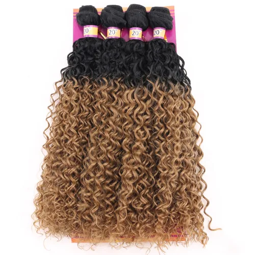 Miniatura 26 de Extensiones de cabello rizado afro rizado, sintético, tejido rápido, extensiones de cabello de fibra de alta temperatura para mujeres, color negro