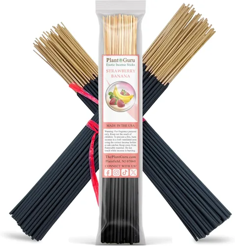 Varillas de incienso exóticas de fresa y plátano de 11 pulgadas, 1 paquete a granel de 45 a 50 varillas, aroma natural de 11 pulgadas de larga